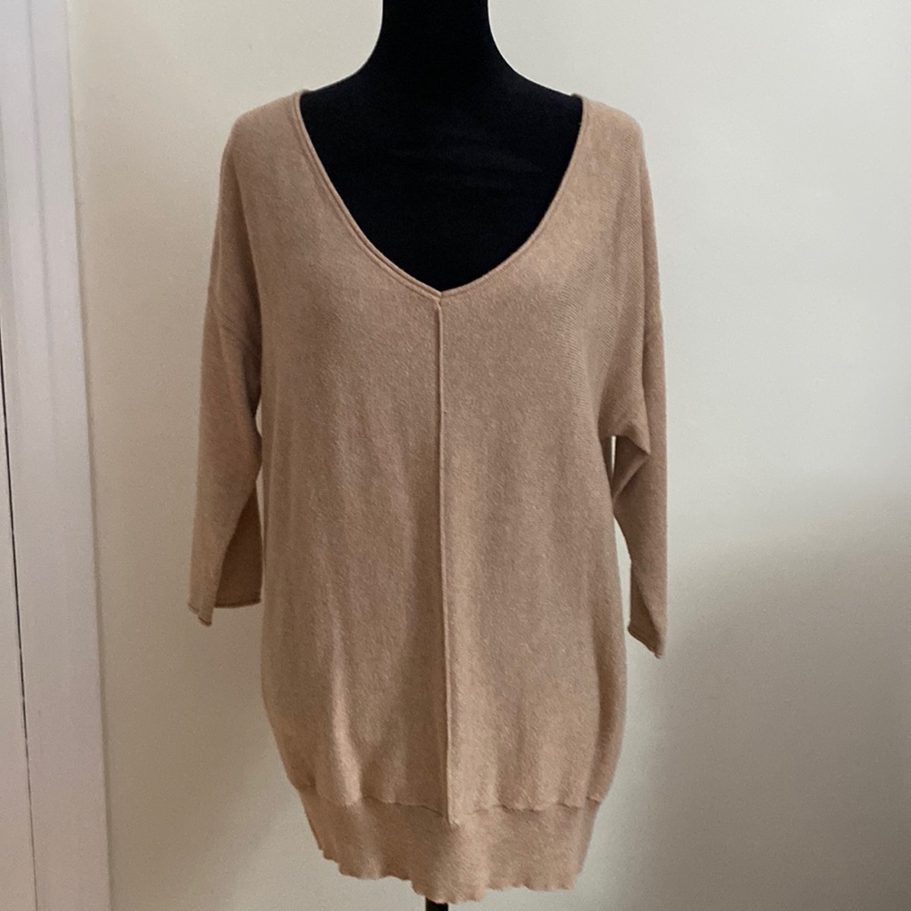 Camel colored deep v sweater